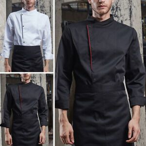 Mens Long Sleeve Chef Jacket Work Restaurant Hotel Shirt Cooker Workwear Uniform