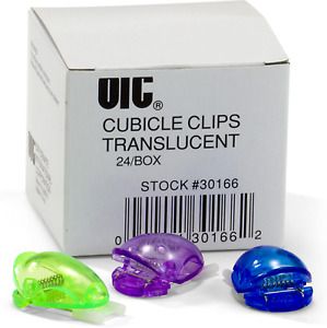 Officemate Standard Cubicle Clips, Assorted Translucent Colors,24 Pack (30166)