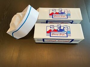 200 Blue Classy Caps Restaurant Cook Paper Disposable Hats New in Box