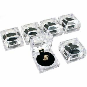 6 Clear Crystal Ring Gift Boxes 1 7/8&#034;