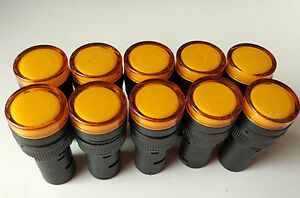 10pcs 110V AC DC 16mm Yellow LED Indicator Signal Light AD16-16C