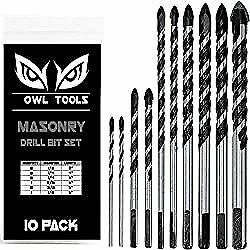 10 Piece Masonry Drill Bits Set  TILE  BRICK  CEMENT  CONCRETE  GLASS  PLASTIC