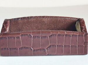 Business Card Holder Office  Dacasso Brown Crocodile Embossed Italian Leather