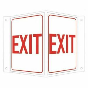 LYLE LCVB-0002-NA_4x6 Exit Sign, English, 7-1/2&#034; W, 6&#034; H, Recycled Aluminum, Red