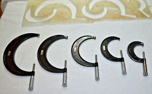 Starrett # 436, 1&#034; to 6&#034; Micrometer SET of 5 - Black  VINTAGE  (097)