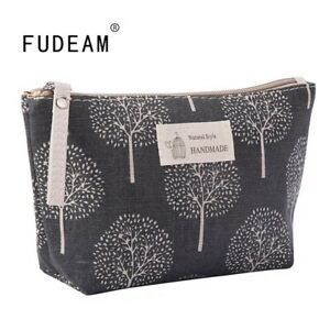 FUDEAM Soft Canvas Bear Tree Print Pattern Women Travel Storage Bag Toiletries O