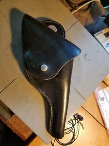 Vintage JAY-PEE Black &amp; Tan Leather Gun Holster 6&#034; Wide X 12&#034;