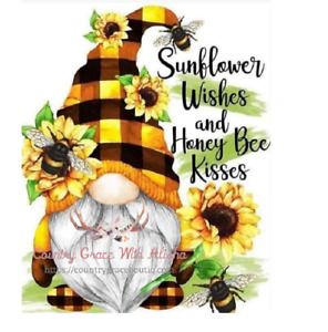 Gnome Sunflower Sublimation Transfer Ready to Press Set of 5