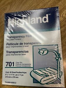 Highland Transparency Film 701 For Laser Printers - 50 Sheets - NEW