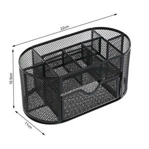9 Grids Multifunction Desk Organizer Mesh Metal Pen Pencil Holder Stationery Box