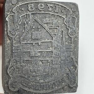 Antique 1798 Edinburgh Scotland Metal/Wood Ink Or Wax Seal Stamp Block