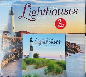 2022-2 Pack LIGHTHOUSE WALL CALENDAR + mini PLANNING ORGANIZER Desk 12 Month
