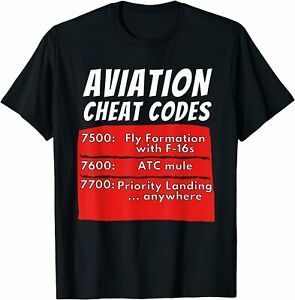NEW LIMITED Aviation CheatCodes Transponder - Pilot TrafficController T-Shirt