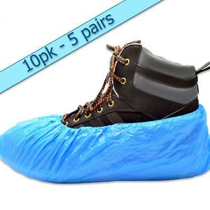 10 Premium Blue Disposable Overshoes Shoe Covers - 3.5g - Embossed