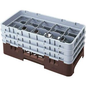CAMBRO 10 COMP. GLASS RACK, HALF SIZE, 6-7/8&#034; H MAX. BROWN 10HS638-167