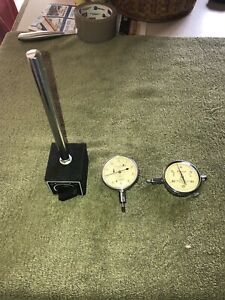 Vintage Mag Base, Starrett &amp; Fellows Dial Indicators
