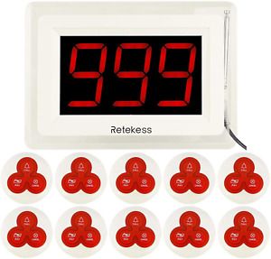 Retekess T114 Wireless Caregiver Pager,6 Partition Modes,Patient Call System,10