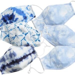 GAP Adult Blue Tie Dye Contour Masks - 6 Face Coverings Masks Unisex