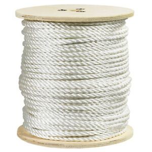 600&#039; 1/4&#034; 1,320lb White Twisted Polyester Rope, Single Roll