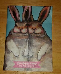 New Bunny Rabbits Orange Circle Studio Monthly Pocket Planner Aug.2018-Dec.2019
