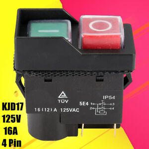 125V KJD17 IP55 4 Pin Start / Stop No Volt Release Switch for Workshop Machines