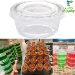 200 Small Plastic Containers Removable Lids Disposable Salad Dressing Container