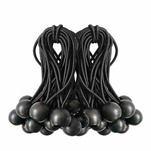 Ball Bungee Cords 50 Packs 4 Inch Black Tie Down Cords for Tarp Canopy Shelter