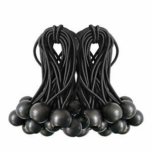 Ball Bungee Cords 50 Packs 4 Inch Black Tie Down Cords for Tarp Canopy Shelter
