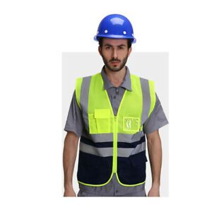 High Visibility Mesh Reflective Safety Vest Stripe Worker Jackets Front w/Zipper