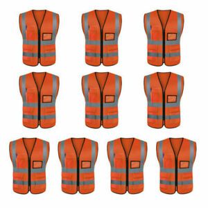 10xOrange Two Tone XXL Safety Vest ANSI/ISEA 107 Class 2 W/ 5 Photo ID Pocket F5