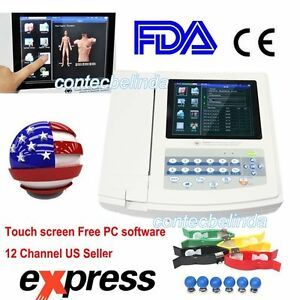Touch Screen 12 Channel 12 Leads ECG EKG Machine interpretation FDA CONTEC USA