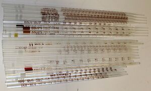 Set of 23) Corex, Pyrex, Kimax 1/10mL in 1/1000 to 2mL in 1/10 Serological Pipet