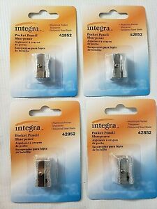 4 Integra 42852 Pocket Pencil Sharpener Aluminum Tempered Steel Blade NEW