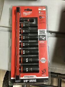 Milwaukee SHOCKWAVE Impact Duty 3/8&#034; SAE Deep Rated Socket Set 8 Pcs 49-66-7024