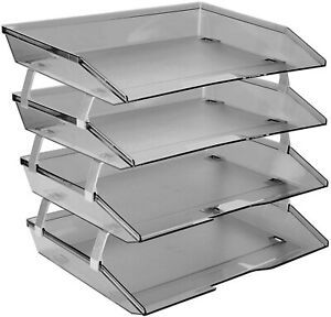 Acrimet Facility 4 Tier Letter Tray Side Load Plastic Desktop File Organizer