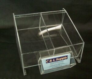 Store Fixture Supplies 2 COMPARTMENT ACRYLIC COUNTERTOP DISPLAY W/ BUSINESS CARD