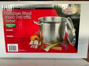 Winco SST-12 12 qt Stainless Steel Stock Pot w/ Cover - Induction Ready