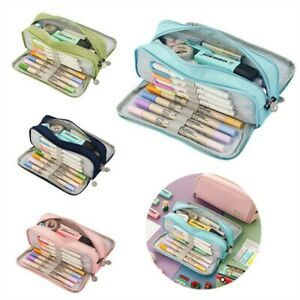 Kid Pencil Case Zipper Large Capacity Pencil Pouch 3 Compartments Stationary Bag