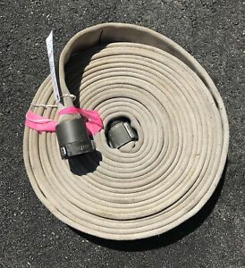 Fire Hose 50’ 1-1/2 Inch Aluminum Red Head Couplings 250 PSI  Used Condition