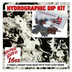 Hydrographic dip kit Black and Clear Flames hydro dip dipping 16oz