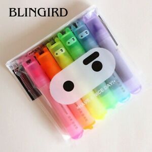 6PCS Rabbit Mini Fluorescent Highlighter Pen Kawaii Chalk Marker Pens Stationery