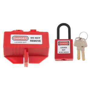 Electrical Plug Lockout Box Tag Out Power Plug Lock Out Padlock w/ Keys