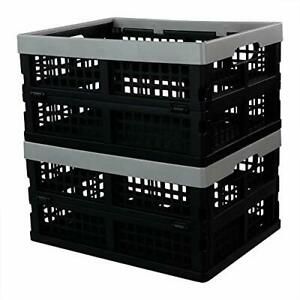 Neadas 15 L Folding Storage Bin, Collapsible Folding (Black and Light Grey)