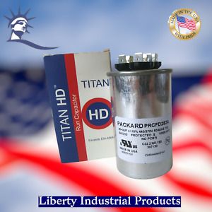 Titan HD Run Capacitor (Packard PRCFD253A) 25+3 MFD 440/370 VAC Round Size 6