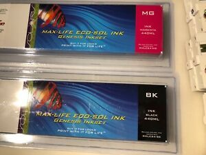 Max-Life Eco-Sol Genesis Ink for Roland VersaCamm (2) New (K,M) 8 used