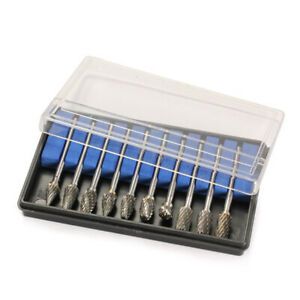 A1ST 10 pcs Tungsten Steel Solid Carbide Burrs Rotary Files Diamond Burrs Set
