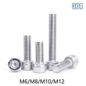 M6 M8 M10 M12 Socket Head Cap Screws Allen Hex Drive A2 Stainless Steel Bolts