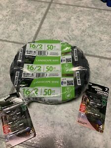 16/2 LOW VOLTAGE LANDSCAPE LIGHT WIRE 50 FEET UNOPENED &amp; light bulbs