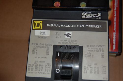 Square D FA34020 20 A Circuit Breaker