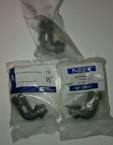 EMT 1/2&#034; COUPLING COMPRESSION 90 DEGREE NEW lot of 3! 49057 concrete tight